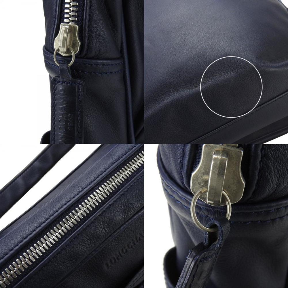 Longchamp Handbag Leather Navy Ladies - Picture 7 of 11